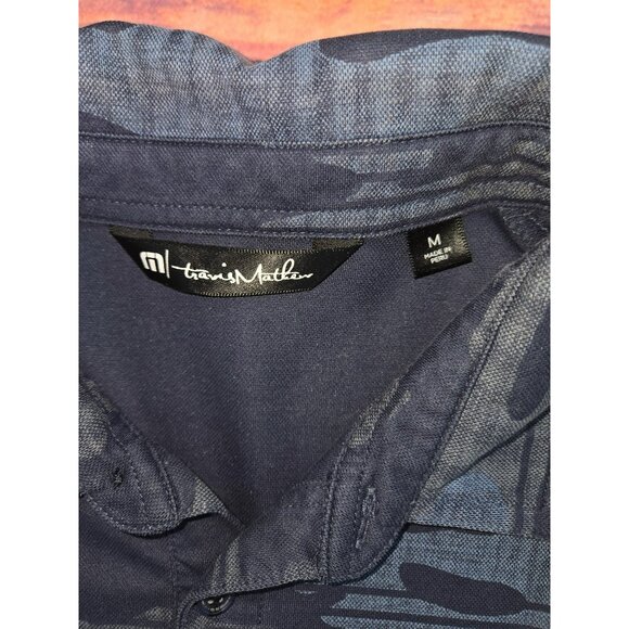 Travis Mathew Mens Blue Camo Polo Shirt Medium PimaCotton Polyester Blend - Picture 5 of 8